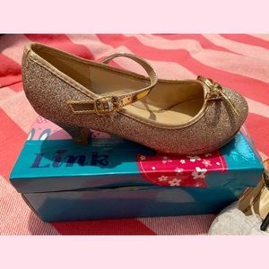 Link Girls Gold Glitter Heels, Size 4 Big Girls💖